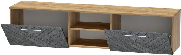 Тумба для ТВ-техники подвесная "Иннэс-7", Крафт золотой/Бетон графит