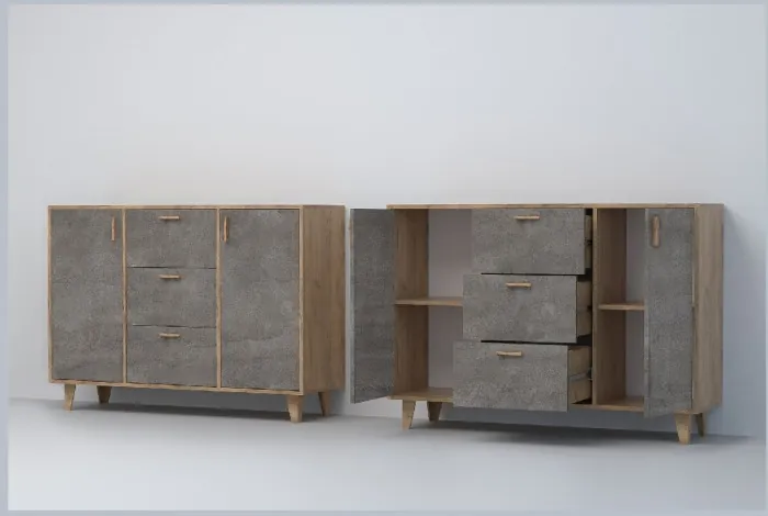 Эго Комод К-2 НГ (Глянец Белый/Дуб Крафт Золотой)