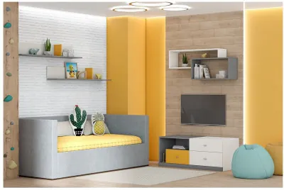 Модульная детская Клео набор 6 (Графит/Миндаль/Солнечный)