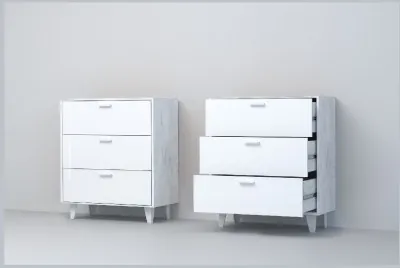 Эго Комод К-3 НГ (Глянец Белый/Бетон Светлый)