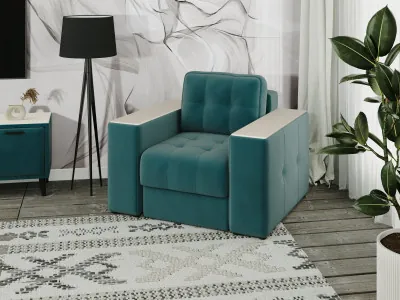 Кресло Виконт, Бирюза/Клен кремовый МДФ