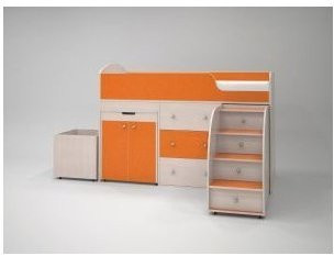Кровать-чердак Малыш 70х160 (оранжевый)