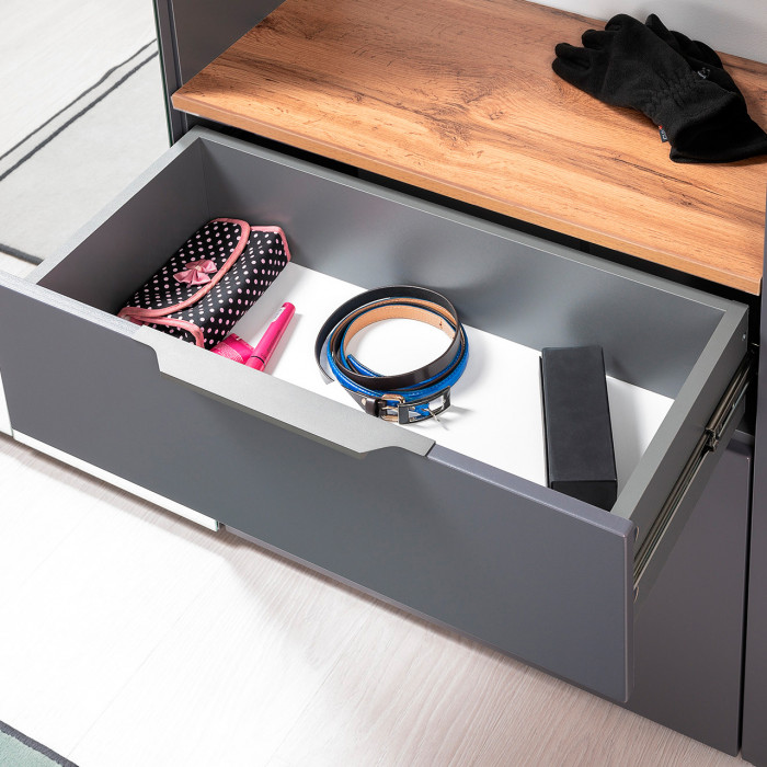 Октава Прихожая 25, цвет серый графит/дуб крафт золотой/фасады МДФ серый графит, ШхГхВ 193,7х35,4х197,6 см., универсальная сборка