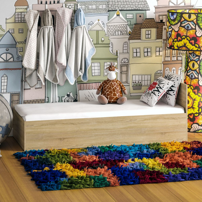 Стандарт Кровать 0800, цвет дуб сонома, ШхГхВ 83,5х203,5х70 см., сп.м. 800х2000 мм., без матраса, основание есть