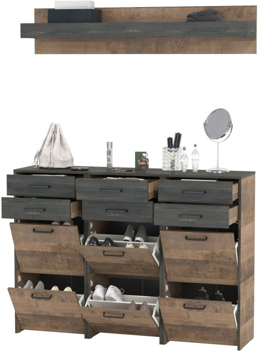 Трувор Прихожая 171, цвет дуб гранж песочный/интра, ШхГхВ 150х37х195 см.