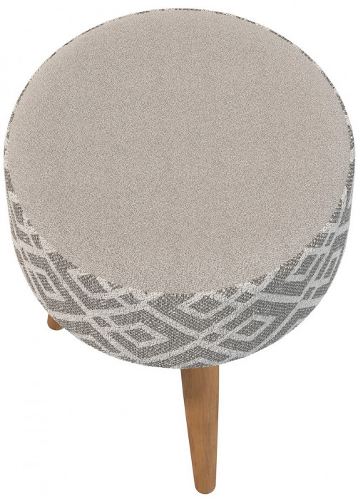 Банкетка 6-5132ТКсерая Юна, цвет ткань серая с рисунком, ШхГхВ 33х33х45 см.(круглая банкетка на трёх ножках), цвет ножек: тик