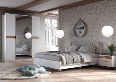 Модульная спальня Нао, набор №4, Белый/Профиль МДФ Дуб вотан