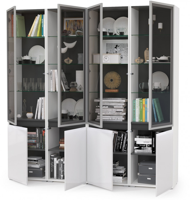 Сидней Комплектация № 018, корпус: белый/чёрный/фасады: МДФ белый глянец