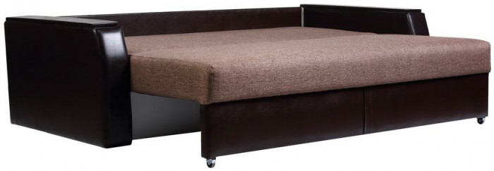 Диван-кровать Атлант 150х195, еврокнижка, рогожка/экокожа, коричневый