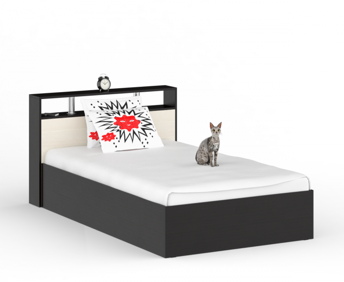 Камелия спальня № 6 Кровать 1200 + Две тумбы + Стол косметический + Зеркало, венге/дуб лоредо