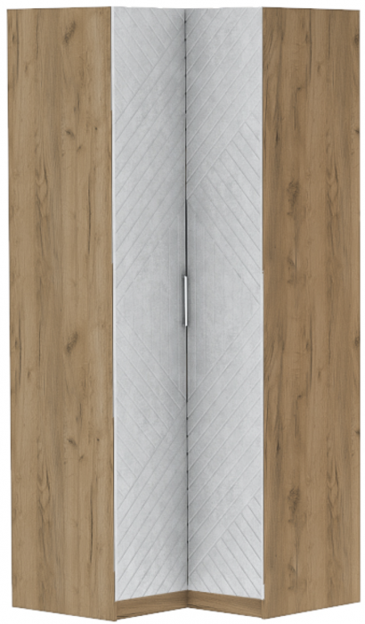 Шкаф угловой "Иннэс-7" - Крафт золотой/Бетон снежный