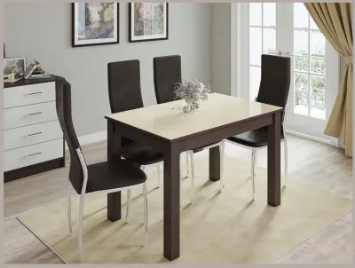 Стол обеденный Бруно 1100х700 венге/лакобель ваниль