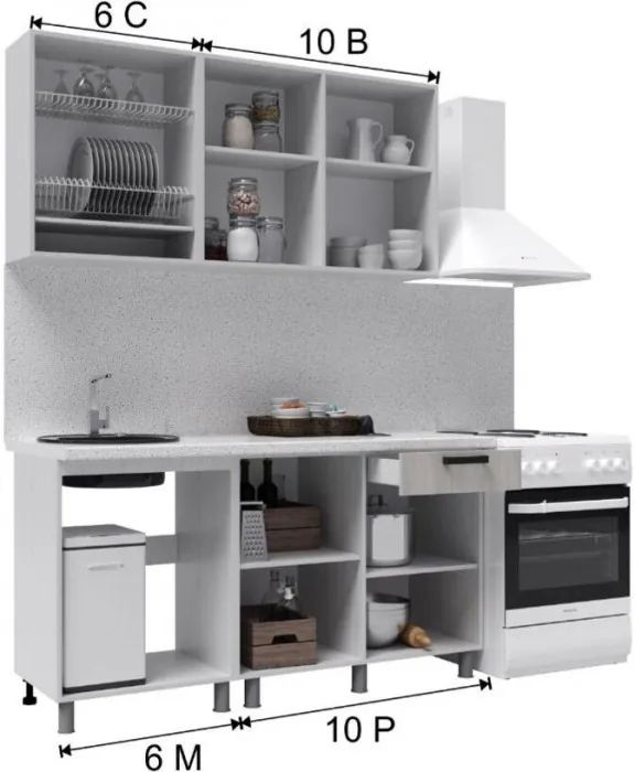 Кухонный гарнитур Нагано 1,6м Кашемир