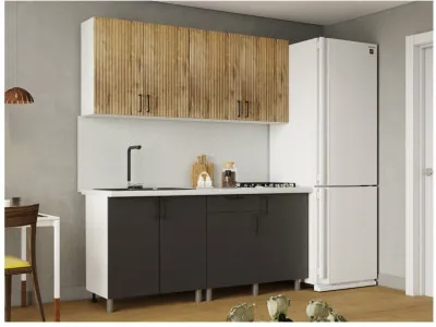 Кухонный гарнитур 1,8м Кантри Дуб канадский/Карбон вулкан