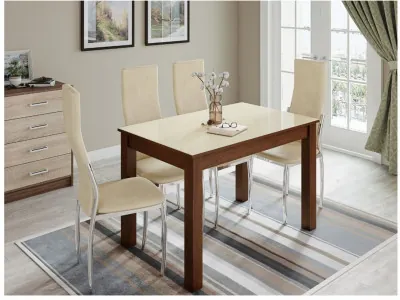 Стол обеденный Норман 1100х700 орех шоколадный/лакобель ваниль