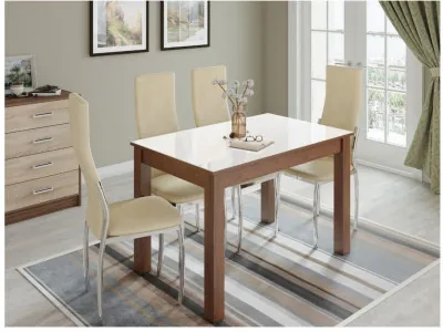 Стол обеденный Норман 1200х800 орех шоколадный/лакобель белый