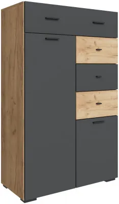 Комод Дублин, Дуб крафт золотой/Графит серый