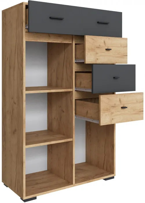 Комод Дублин, Дуб крафт золотой/Графит серый