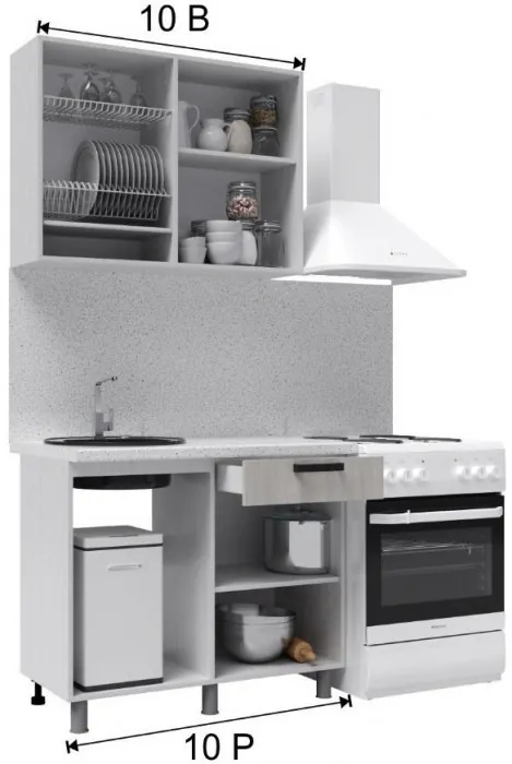 Кухонный гарнитур Версаль 1,0м Арктик/Арктик