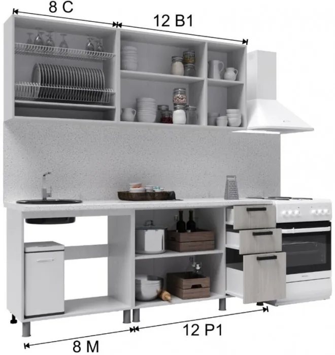 Кухонный гарнитур Луксор 2,0м Клен белый