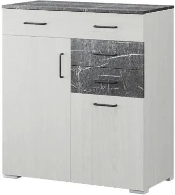 Теана комод ясень анкор светлый/МДФ мрамор дарк