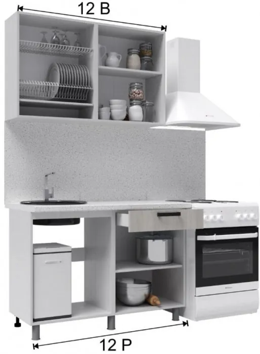 Кухонный гарнитур Нагано 1,2м Ясень Анкор Светлый