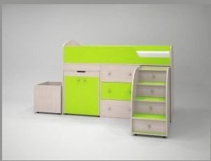 Кровать-чердак Малыш 70х160 (лайм)