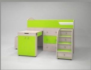 Кровать-чердак Малыш 70х160 (лайм)