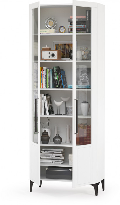 Валенсия Гостиная 13.217 Шкаф, ЛДСП белый шагрень/МДФ белый шагрень