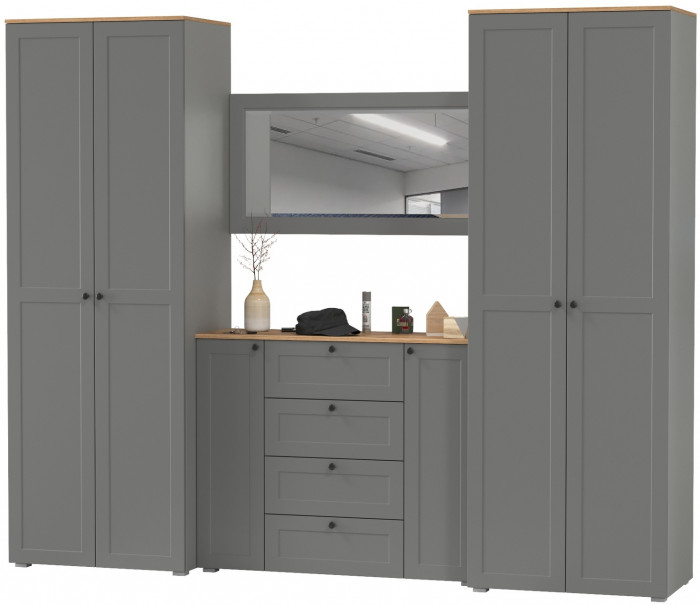 Остин Прихожая 26, серый графит/дуб крафт золотой