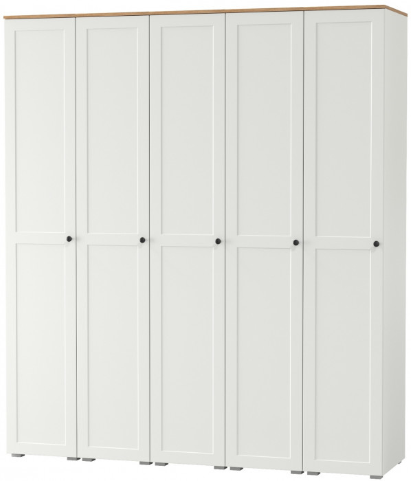 Остин 13.225 Шкаф-пенал 5 шт., цвет белый шагрень/дуб крафт золотой, ШхГхВ 200х54,3х229,6 см., универсальная сборка