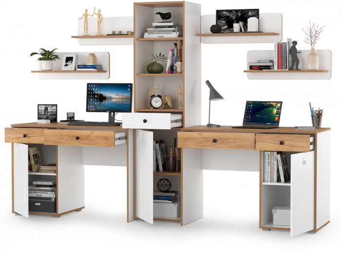 Вуди Компоновка № 12, белый премиум/дуб крафт золотой