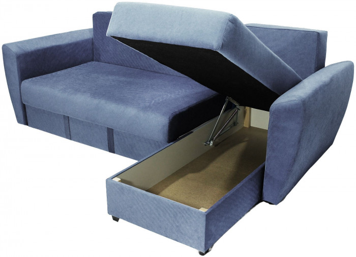 Диван-кровать угловой Амстердам Люкс, 150х200, еврокнижка, велюр, серый