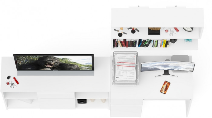 Мори компьютерный стол МС-1 левый + Тумба МТВ1204.1 + Полка 900, белый