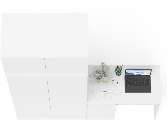 Мори компьютерный стол МС-6 левый + Шкаф МШ900.1 + Антресоль МА900.1, белый