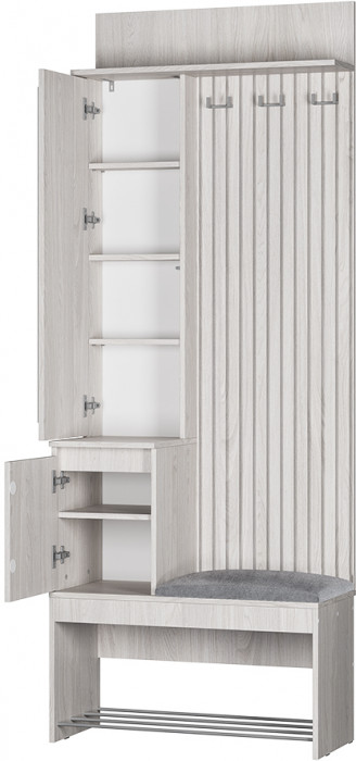 Прихожая "Лама" ПР-07 Ясень белый/Хром