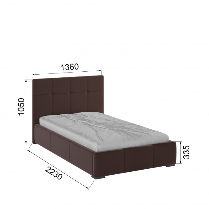 Рио Кровать интерьерная 120 коричневый квадрат, ортопед