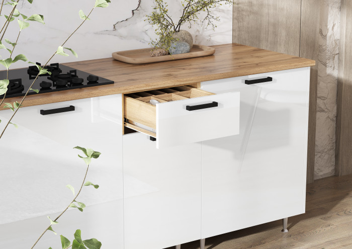 Кухня Рио NEW 1,0х2,6м/1080м (490), Компановка №3, Дуб крафт/Белый глянец