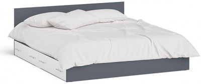 Мори Кровать с ящиками 1800, графит/белый