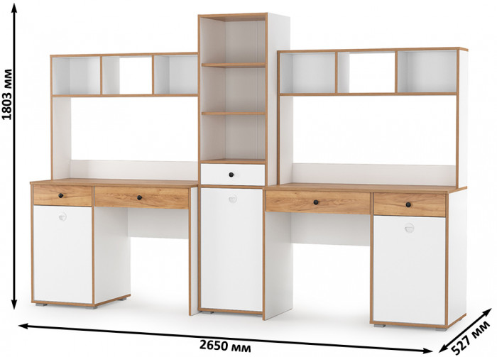 Вуди Компоновка № 13, белый премиум/дуб крафт золотой