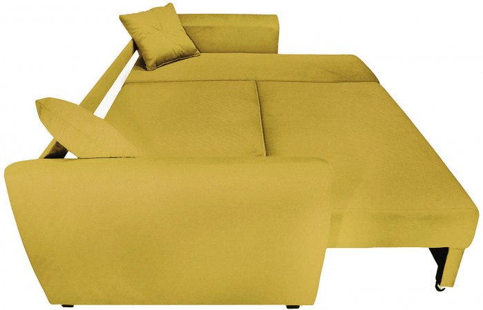 Диван-кровать угловой Амстердам Люкс, 150х200, еврокнижка, велюр, желтый