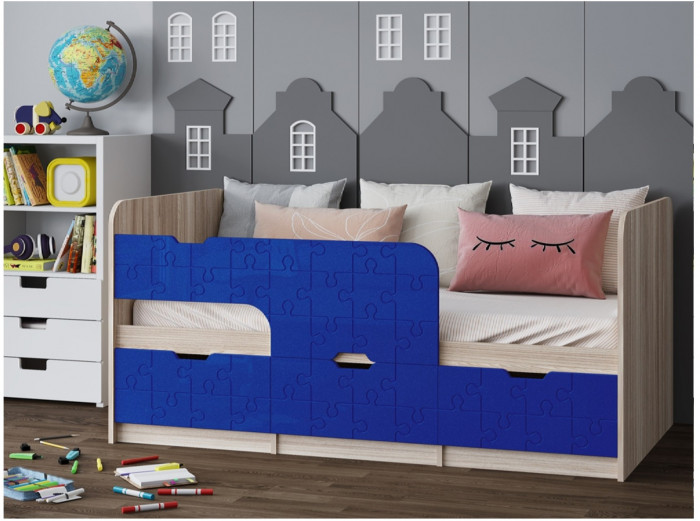 Детская кровать Юниор-9, 80х160 (Ваниль матовая, Ясень шимо светлый)