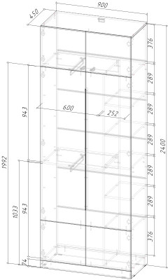 КАНТРИ Шкаф ШК-001 (Шкаф комбинированный, 2-ств.)