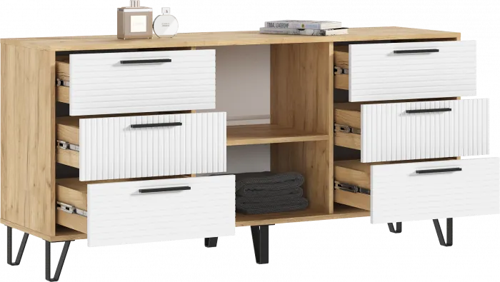 Флэш Комод 1500 браш вайт/дуб крафт