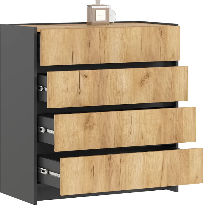 Остин Комод 800 (4 ящика) (Дуб крафт, Графит)
