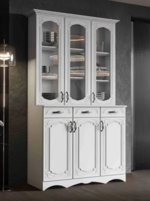 Буфет 3-х створчатый Белый/Белый матовый (МДФ)