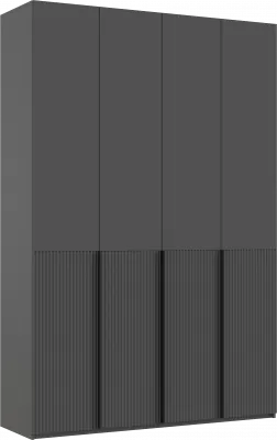 Марвэл Шкаф 4-х створчатый 1600, с доп.ящиками Браш Графит, Графит