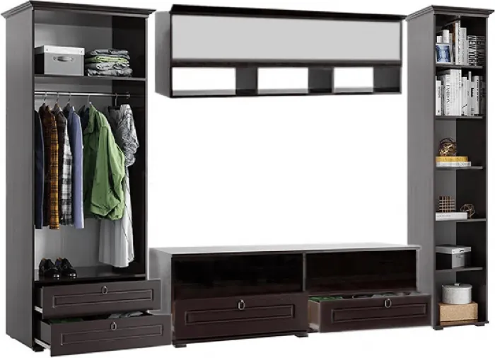 Модульная гостиная Престиж (Венге шоколад / Жемчуг)