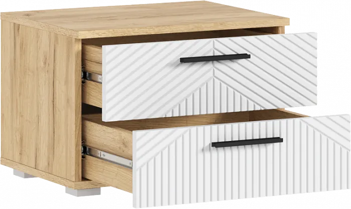 Сильвия Тумбы прикроватные 2шт, Браш Вайт/Дуб крафт