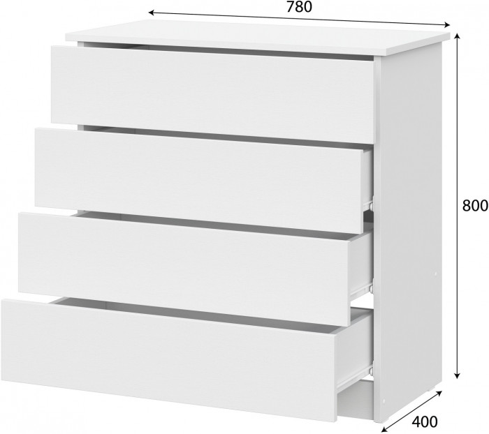 Комод КМ 1 (Серия 2) Белый текстурный